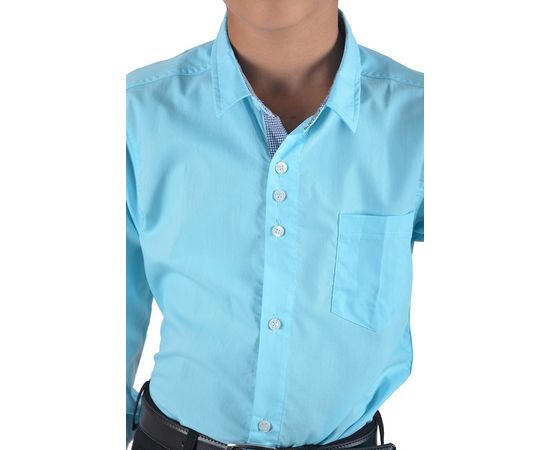 Рубашка VELS отд.дет. (5-6-7-8)3338 (279), Размер: 110/5, Цвет: голубой с отд. т.син. клетка, фото 4 | Интернет-магазин Vels