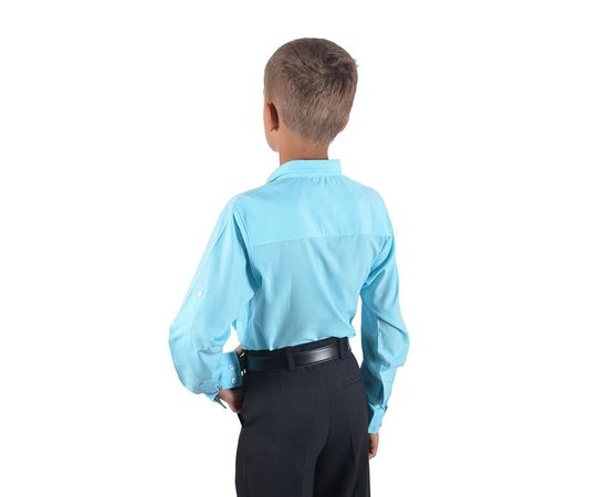 Рубашка VELS отд.дет. (9-10-12-14)3339 (279), Размер: 134/9, Цвет: голубой с отд. т.син. клетка, фото 3 | Интернет-магазин Vels