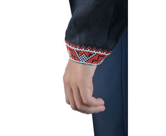 Вышиванка VELS 2006 лён 03, Размер: 134/9, Цвет: чёрный c красной вышивкой, фото 4 | Интернет-магазин Vels