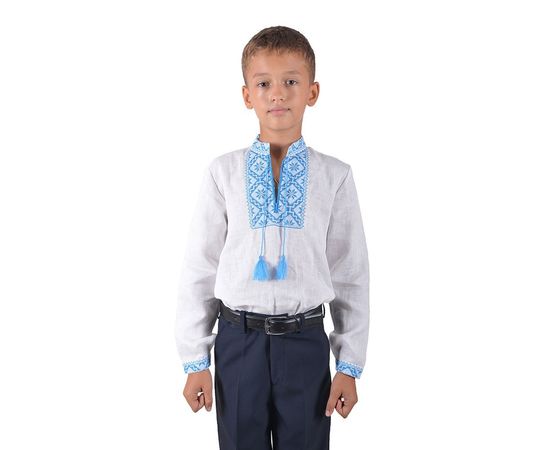 Вышиванка VELS 2006 лён 08, Размер: 116/6, Цвет: белая с голуб. вышив., фото 2 | Интернет-магазин Vels