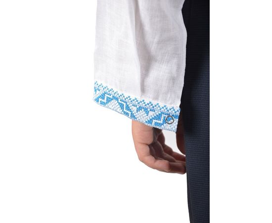 Вышиванка VELS 2006 лён 08, Размер: 116/6, Цвет: белая с голуб. вышив., фото 4 | Интернет-магазин Vels