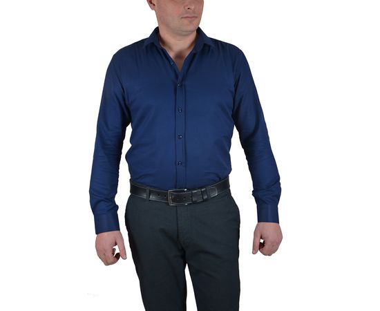 Рубашка мужская приталенная Guiseppe 05, Размер: S, Цвет: темно-синий оксфорд, фото 2 | Интернет-магазин Vels