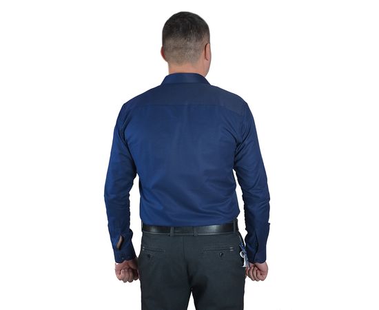 Рубашка мужская приталенная Guiseppe 05, Размер: S, Цвет: темно-синий оксфорд, фото 3 | Интернет-магазин Vels