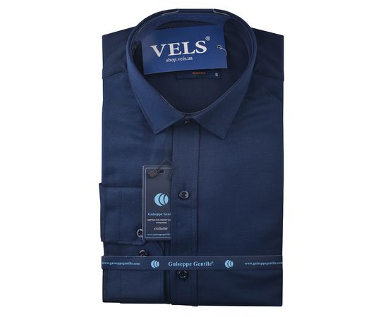 Сорочка чоловіча приталена Guiseppe 05, Розмір: S, Колір: темно-синий оксфорд | Інтернет-магазин Vels
