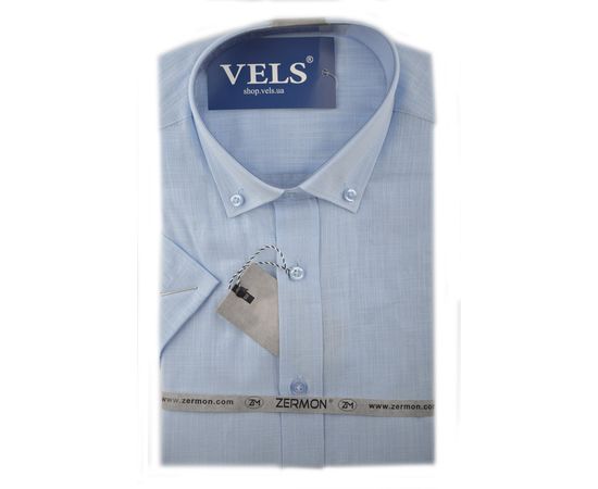 Рубашка мужская приталенная Zermon 0196 к/р, Размер: S, Цвет: голубой | Интернет-магазин Vels