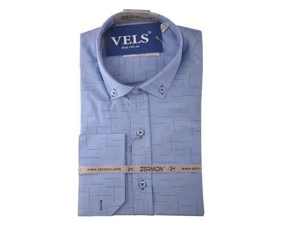 Рубашка мужская приталенная Zermon 1011, Размер: M, Цвет: голубая штрих | Интернет-магазин Vels