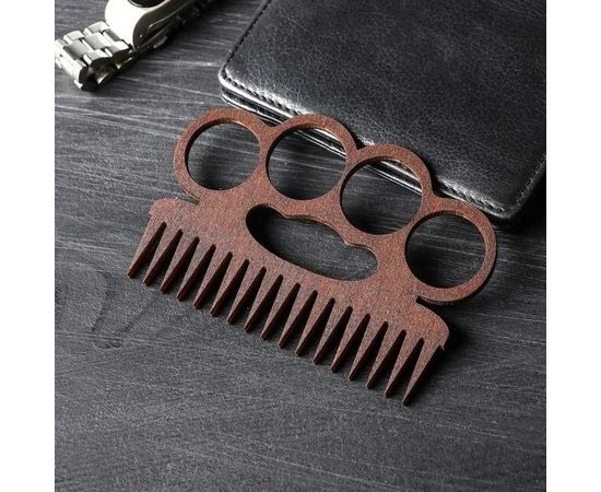 Расческа для бороды и усов "Кастет", Колір: коричневый, фото 2 | Інтернет-магазин Vels