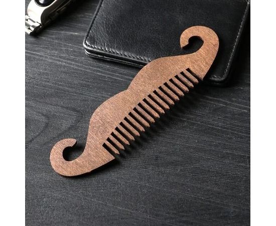 Расческа для бороды и усов "Усы", Колір: коричневый, фото 2 | Інтернет-магазин Vels