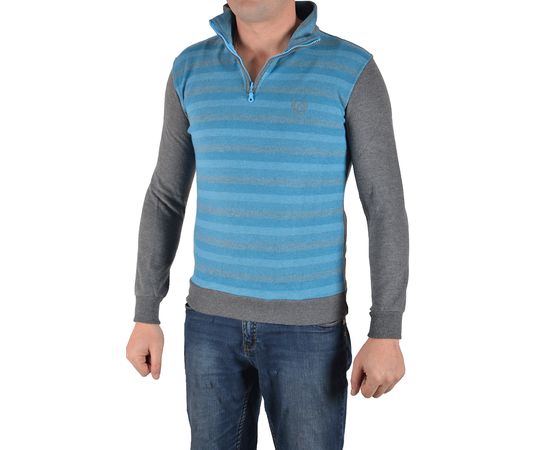 Кофта мужская с молнией King Size 1022-01, Размер: M, Цвет: голубая полоса | Интернет-магазин Vels