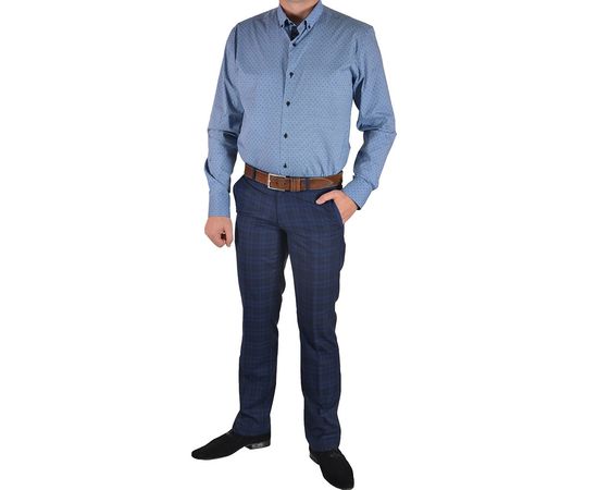 Сорочка чоловіча приталена VELS 62010.1 пр.отд, Розмір: M, Колір: джинсовый с рис., фото 4 | Інтернет-магазин Vels