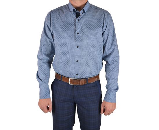 Сорочка чоловіча приталена VELS 62010.1 пр.отд, Розмір: M, Колір: джинсовый с рис., фото 2 | Інтернет-магазин Vels