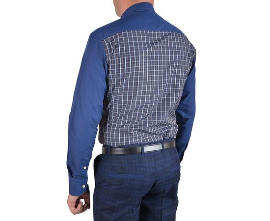 Рубашка мужская приталенная VELS 9038/3, Размер: M, Цвет: тёмно-синий с корич.клет, фото 3 | Интернет-магазин Vels