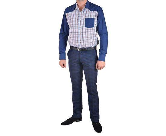 Рубашка мужская приталенная VELS 9033/3, Размер: M, Цвет: тёмно-синий с бордо клет., фото 4 | Интернет-магазин Vels