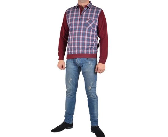 Свитер Mu-ru 152-01, Размер: M, Цвет: бордово-синяя клет., фото 3 | Интернет-магазин Vels