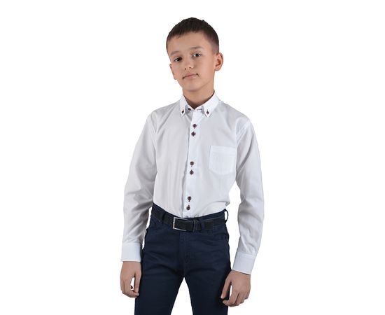 Рубашка детская на мальчика VELS 1 (01), Размер: 1, Цвет: белый с отделкой бордо клетка, фото 2 | Интернет-магазин Vels