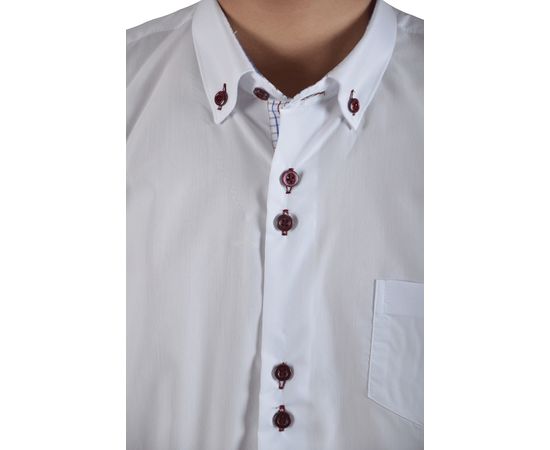 Рубашка детская на мальчика VELS 1 (01), Размер: 1, Цвет: белый с отделкой бордо клетка, фото 4 | Интернет-магазин Vels