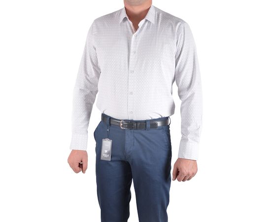 Рубашка мужская приталенная VELS 1000/2, Размер: M, Цвет: персик в клетку, фото 2 | Интернет-магазин Vels