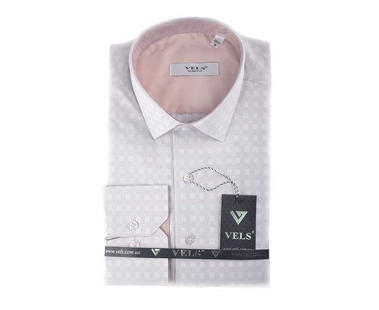 Сорочка чоловіча приталена VELS 1000/2, Розмір: L, Колір: персик в клетку | Інтернет-магазин Vels