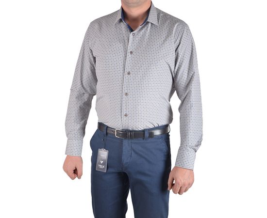 Рубашка мужская приталенная VELS 1001/1, Размер: L, Цвет: коричневая клетка, фото 2 | Интернет-магазин Vels