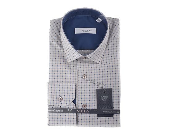 Рубашка мужская приталенная VELS 1001/1, Размер: L, Цвет: коричневая клетка | Интернет-магазин Vels