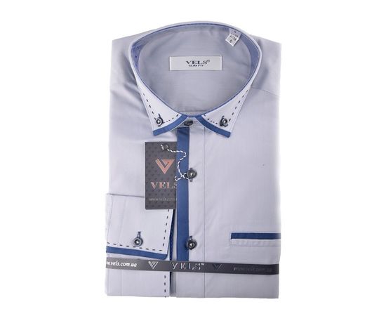 Рубашка мужская приталенная VELS 15-1, Размер: M, Цвет: серая строчка | Интернет-магазин Vels