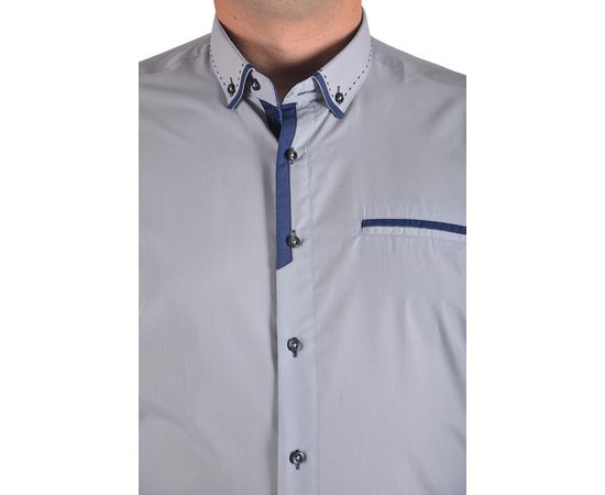 Рубашка мужская приталенная VELS 15-1, Размер: M, Цвет: серая строчка, фото 4 | Интернет-магазин Vels