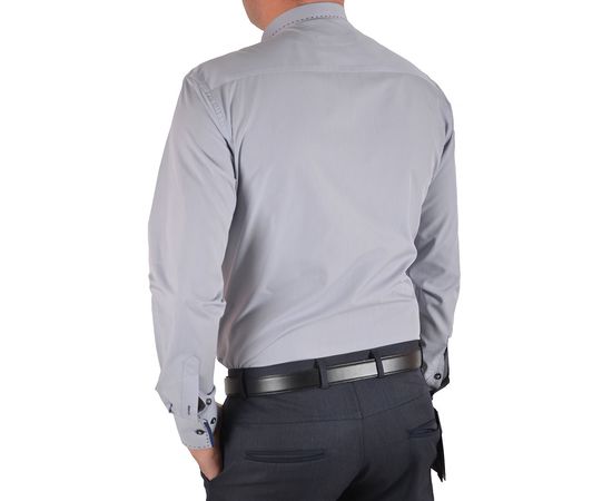Рубашка мужская приталенная VELS 15-1, Размер: M, Цвет: серая строчка, фото 3 | Интернет-магазин Vels