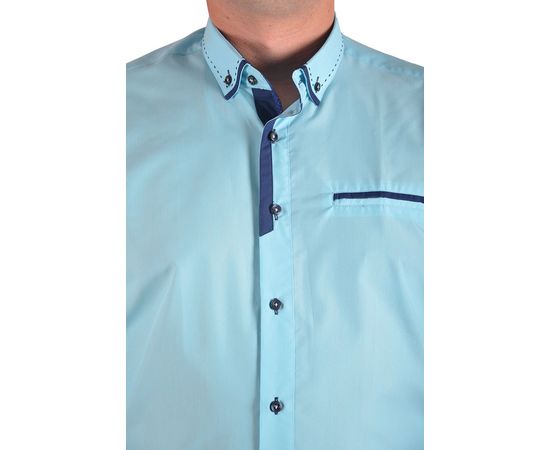 Рубашка мужская приталенная VELS 192-1, Размер: M, Цвет: бирюза строчка, фото 4 | Интернет-магазин Vels