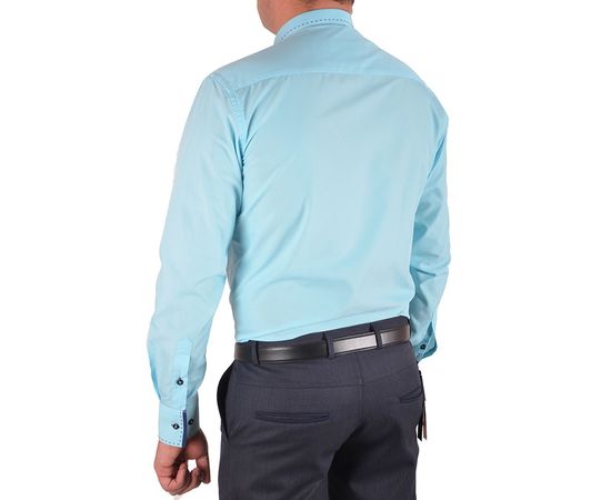 Рубашка мужская приталенная VELS 192-1, Размер: M, Цвет: бирюза строчка, фото 3 | Интернет-магазин Vels