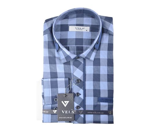 Рубашка мужская классическая VELS 200/3, Размер: L, Цвет: фиолетово-тем.синяя клетка | Интернет-магазин Vels