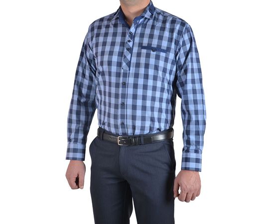 Сорочка чоловіча класична VELS 200/3, Розмір: M, Колір: фиолетово-тем.синяя клетка, фото 2 | Інтернет-магазин Vels