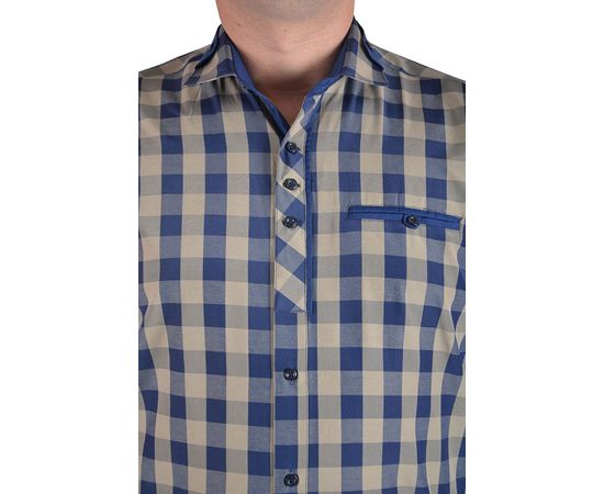 Сорочка чоловіча класична VELS 200/6, Розмір: M, Колір: бежево-тёмн.синяя клетка, фото 4 | Інтернет-магазин Vels