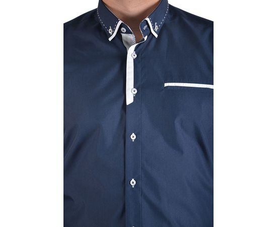 Рубашка мужская приталенная VELS 251-1, Размер: S, Цвет: темно синий строчка, фото 4 | Интернет-магазин Vels