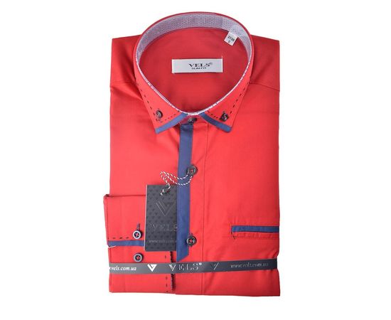 Сорочка чоловіча приталена VELS 31-1, Розмір: L, Колір: красная строчка | Інтернет-магазин Vels