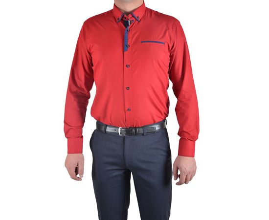 Рубашка мужская приталенная VELS 31-1, Размер: XL, Цвет: красная строчка, фото 2 | Интернет-магазин Vels
