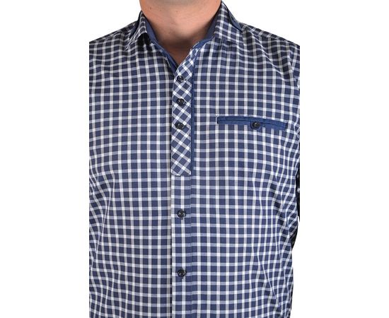 Сорочка чоловіча класична VELS 5455/1, Розмір: M, Колір: синяя в клетку, фото 4 | Інтернет-магазин Vels