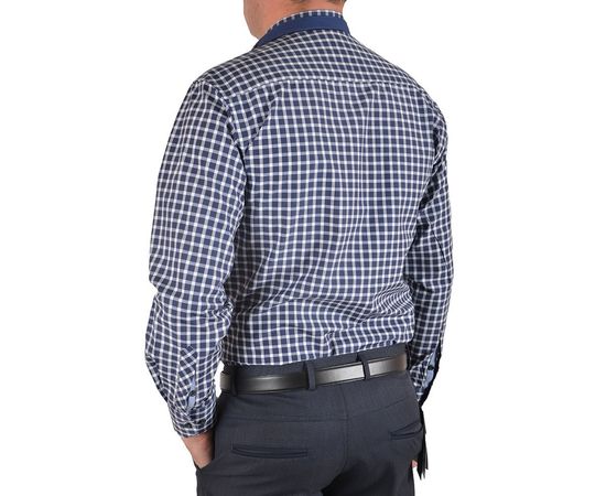 Сорочка чоловіча класична VELS 5455/1, Розмір: M, Колір: синяя в клетку, фото 3 | Інтернет-магазин Vels