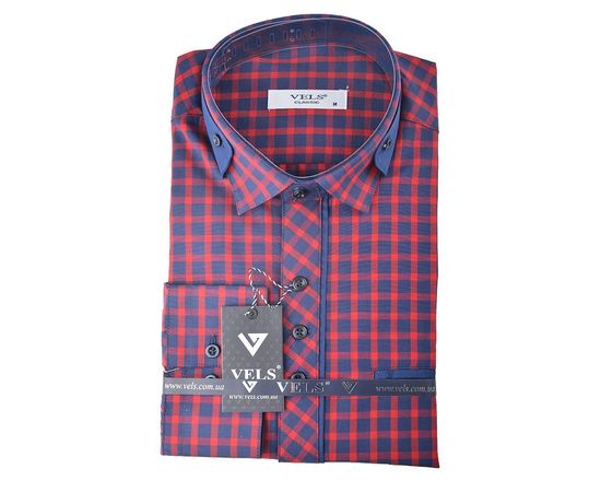 Рубашка мужская классическая VELS 5455/4, Размер: L, Цвет: красная клетка | Интернет-магазин Vels