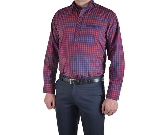Сорочка чоловіча класична VELS 5455/4, Розмір: L, Колір: красная клетка, фото 2 | Інтернет-магазин Vels