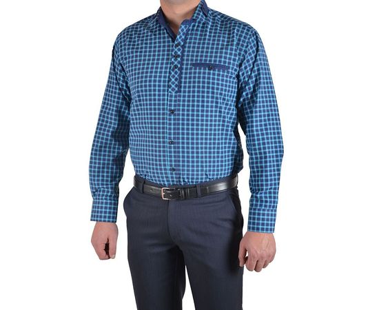 Сорочка чоловіча класична VELS 5455/5, Розмір: M, Колір: голубая в клетку, фото 2 | Інтернет-магазин Vels