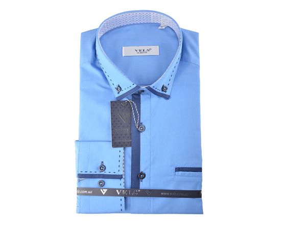 Рубашка мужская приталенная VELS 69-1, Размер: S, Цвет: голубая строчка | Интернет-магазин Vels