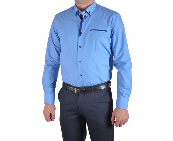 Рубашка мужская приталенная VELS 69-1, Размер: S, Цвет: голубая строчка, фото 2 | Интернет-магазин Vels