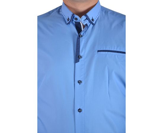 Рубашка мужская приталенная VELS 69-1, Размер: S, Цвет: голубая строчка, фото 4 | Интернет-магазин Vels