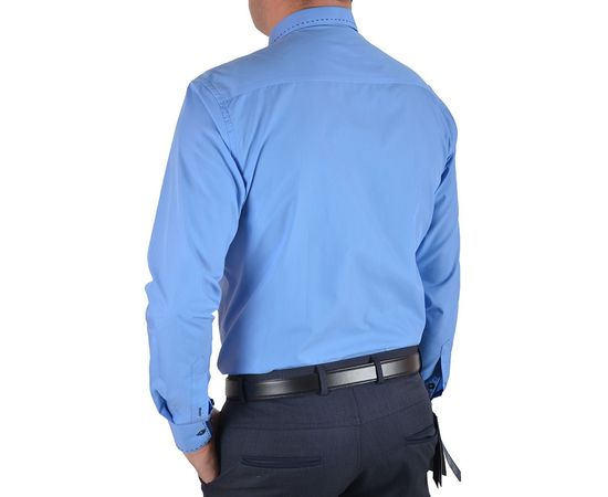 Рубашка мужская приталенная VELS 69-1, Размер: S, Цвет: голубая строчка, фото 3 | Интернет-магазин Vels