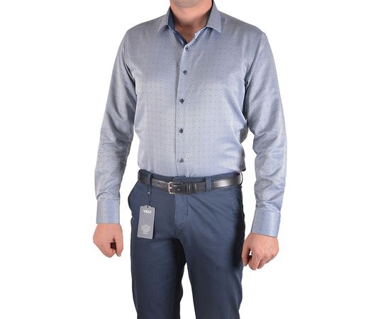 Рубашка мужская приталенная VELS 9034/5, Размер: M, Цвет: джинсовый, фото 2 | Интернет-магазин Vels