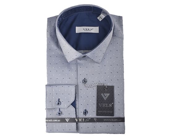 Рубашка мужская приталенная VELS 9034/5, Размер: M, Цвет: джинсовый | Интернет-магазин Vels