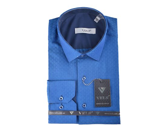 Рубашка мужская приталенная VELS 9069/5, Размер: L, Цвет: синий | Интернет-магазин Vels