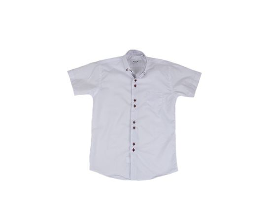 Рубашка детская на мальчика VELS 1 (01) к/р, Размер: 7, Цвет: белый с отделкой бордо клетка, фото 8 | Интернет-магазин Vels