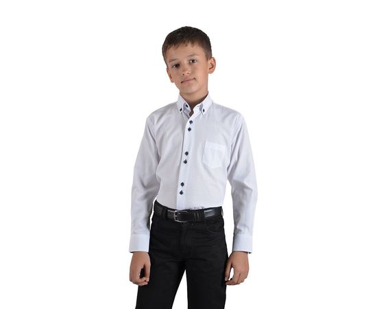 Рубашка детская на мальчика VELS 10117/1 текст., Размер: 7, Цвет: белая текстур.ромб | Интернет-магазин Vels