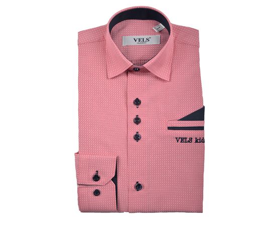 Рубашка детская на мальчика VELS 7024-2/10, Размер: 8, Цвет: розовая квадрат | Интернет-магазин Vels
